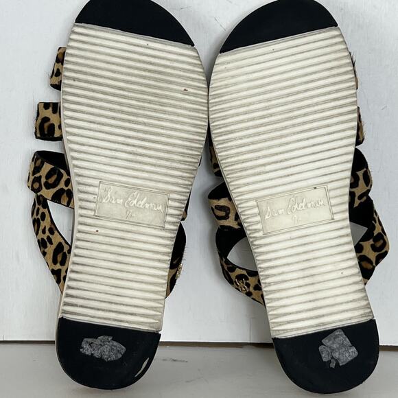 Sam Edelman Platform Sandal Women Sz 7.5 Ariele Leopard Print Calf Hair Leather - Picture 9 of 11